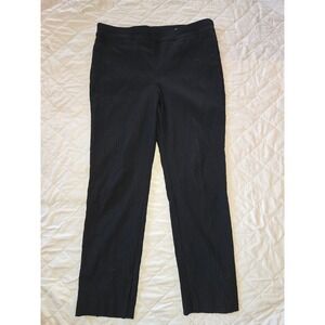 Chicos Brigitte So Slimming Pants Black Leopard Jacquard Straight Leg Size 3R